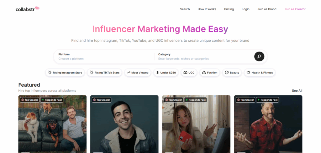 Collabstr Influencer Marketing Software