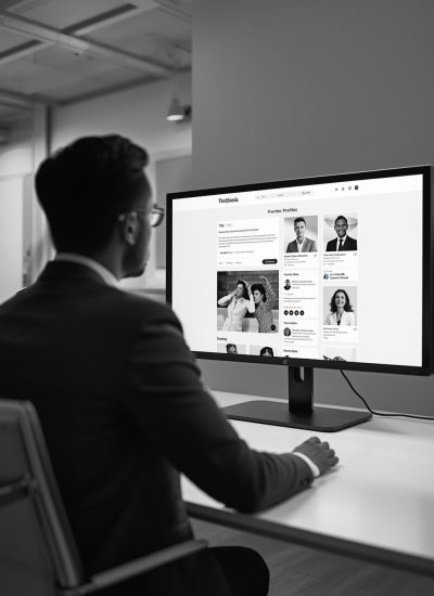 B&W Brand Owner Looking Through Profiles
